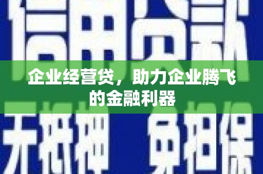 西城企业经营贷，助力企业腾飞的金融利器
