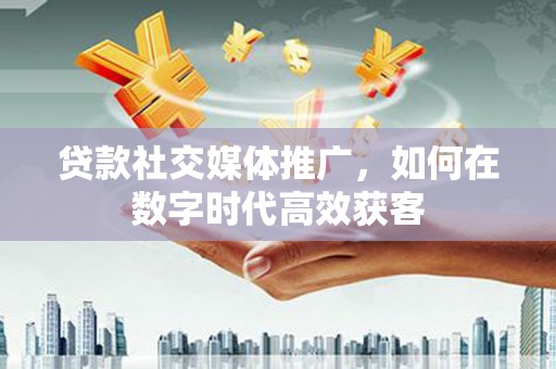 西城贷款社交媒体推广，如何在数字时代高效获客