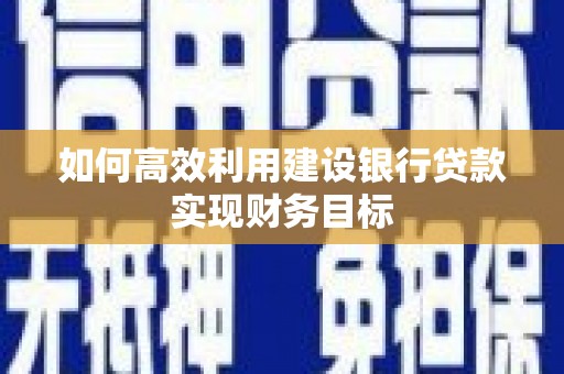 西城如何高效利用建设银行贷款实现财务目标