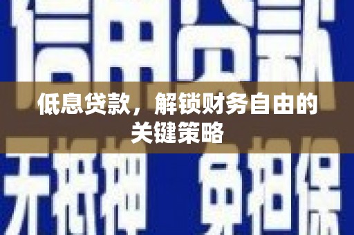 西城低息贷款，解锁财务自由的关键策略