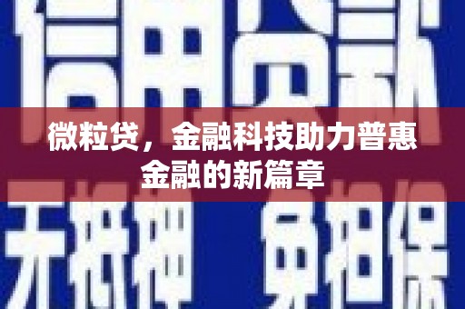 西城微粒贷，金融科技助力普惠金融的新篇章