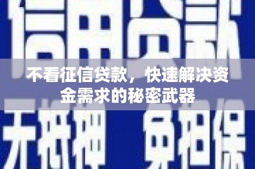 西城不看征信贷款，快速解决资金需求的秘密武器