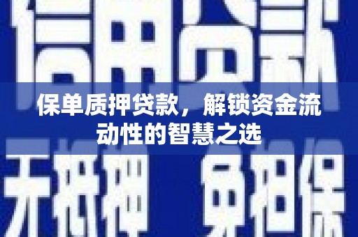 西城保单质押贷款，解锁资金流动性的智慧之选